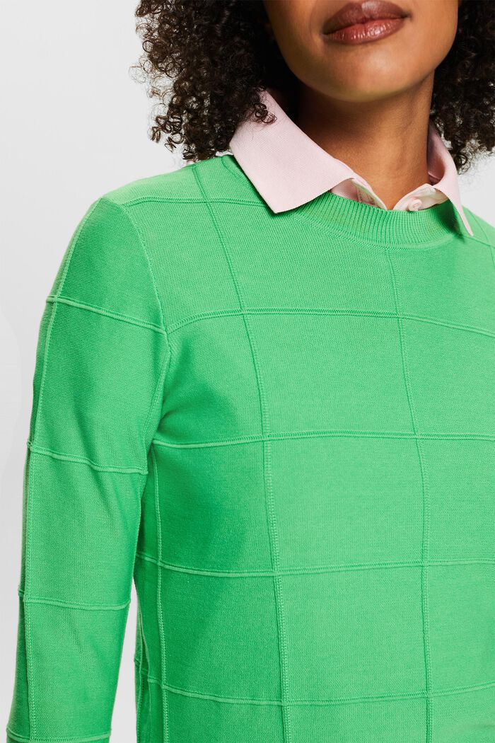 Textured Tonal Grid Sweater, CITRUS GREEN, detail image number 3