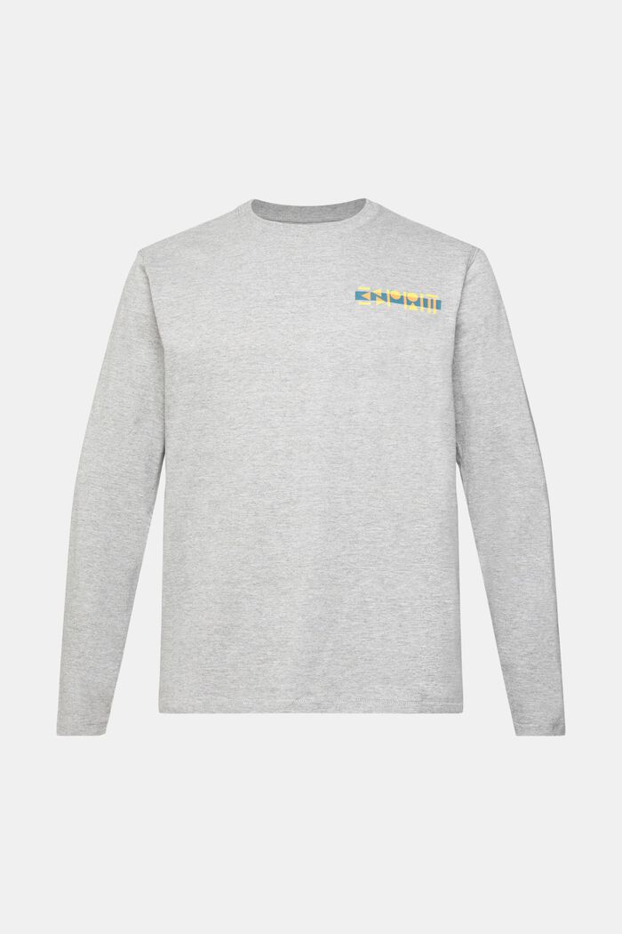 Jersey long sleeve top with small logo print, MEDIUM GREY, detail image number 6