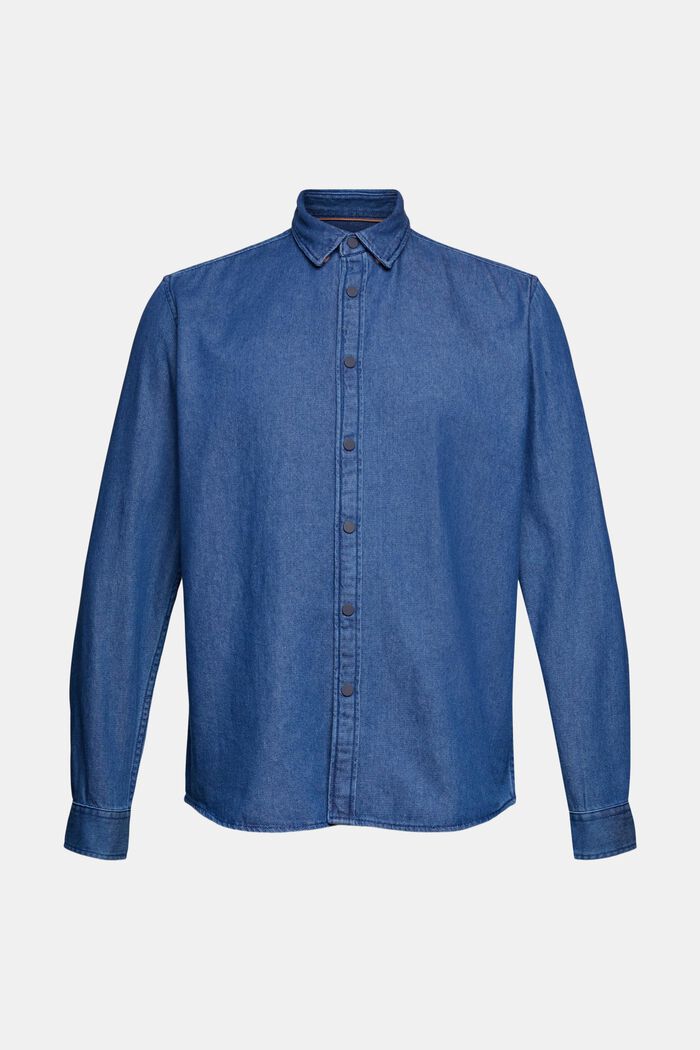 Denim shirt in 100% cotton, BLUE MEDIUM WASHED, overview
