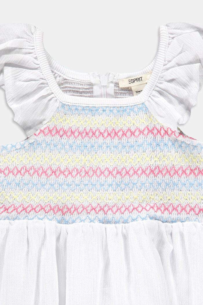 Smocked dress with cap sleeves, WHITE, detail image number 2