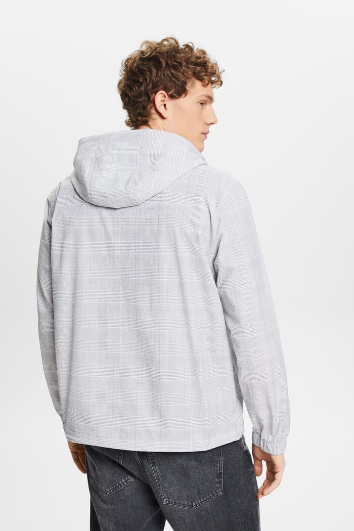 Zip-Up Hooded Plaid Jacket, LIGHT GREY, detail image number 3