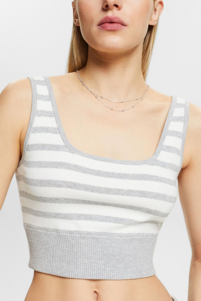 Striped Cropped Sweater Tank Top, LIGHT GREY, detail image number 3