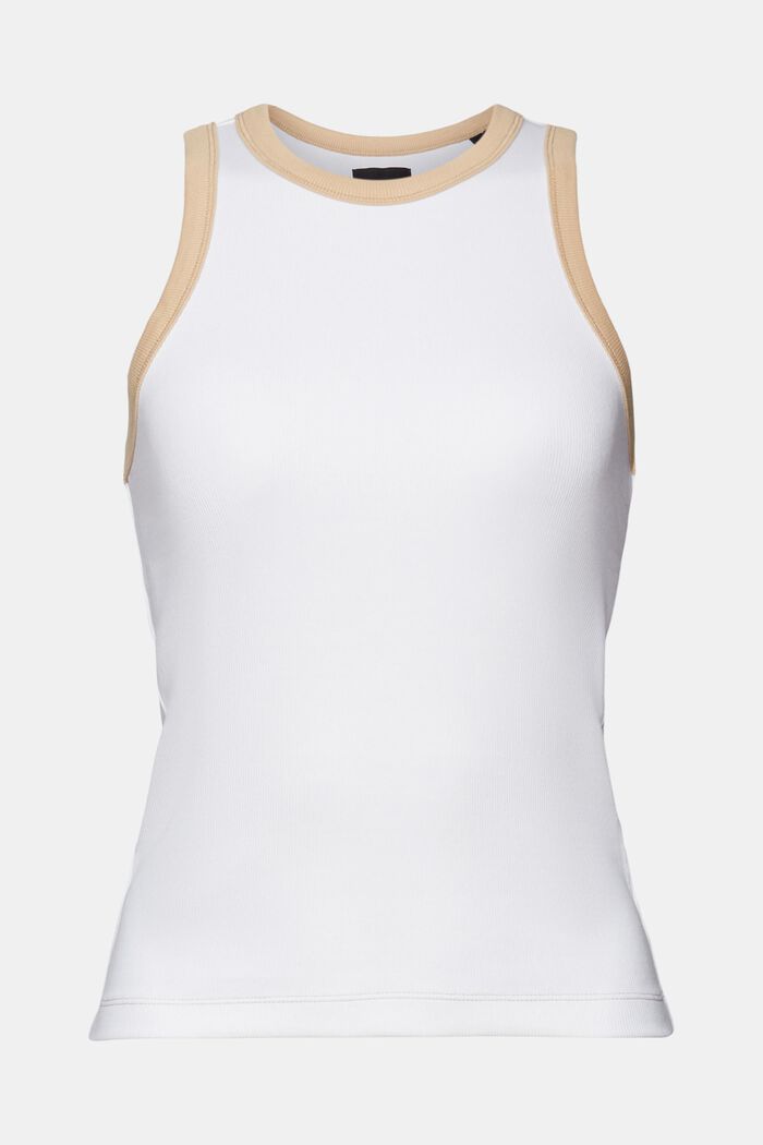 Ribbed jersey tank top, stretch cotton, WHITE, detail image number 6