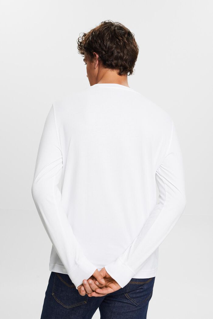 Crewneck Long Sleeve T-Shirt, WHITE, detail image number 4