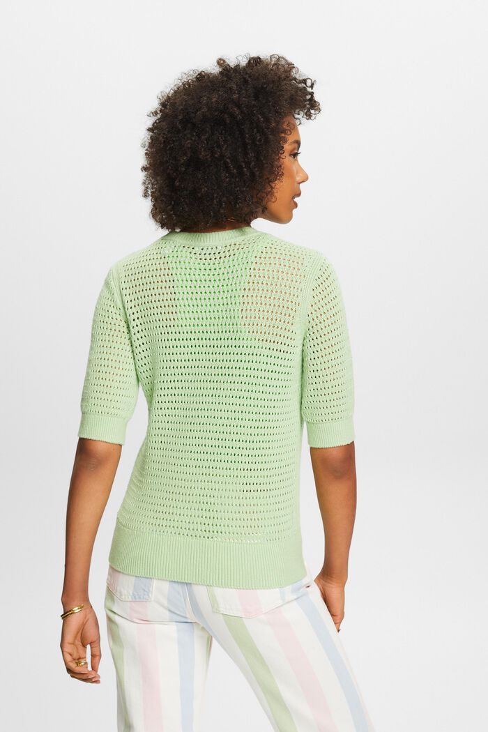 Mesh Short-Sleeve Sweater, LIGHT GREEN, detail image number 2