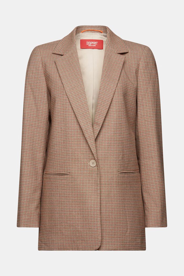 Checked single-button blazer, CARAMEL, detail image number 5