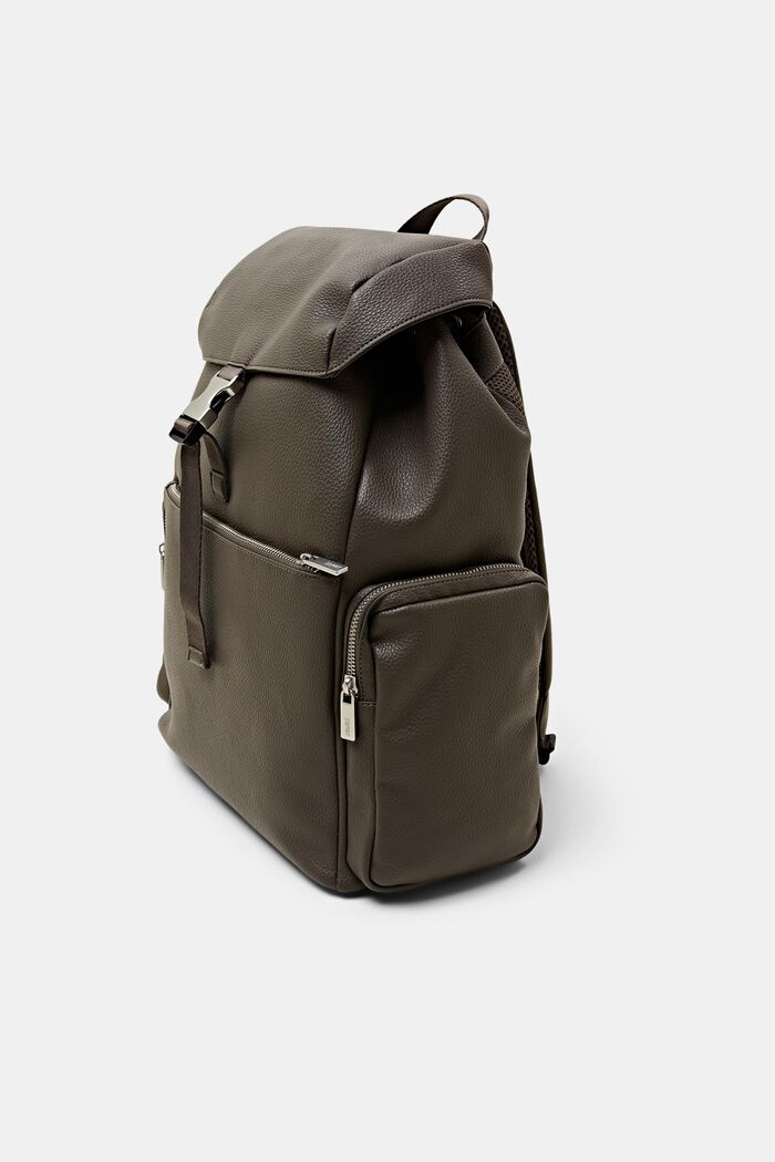 Vegan Leather Backpack, GREY-BROWN, detail image number 2