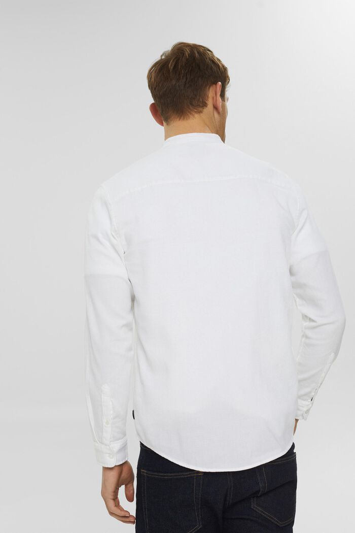Cotton shirt with band collar, WHITE, detail image number 3