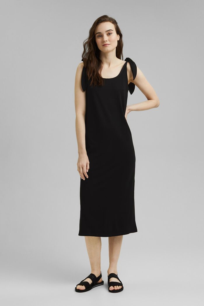 Jersey knotted dress, LENZING™ ECOVERO™, BLACK, detail image number 1