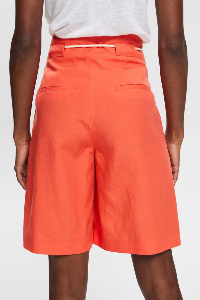 Linen blend: drawstring shorts, CORAL ORANGE, detail image number 7