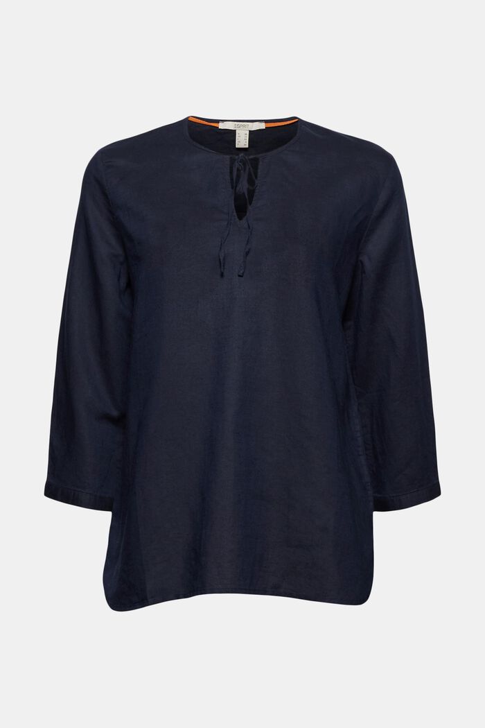 Linen: Blouse with ties, NAVY, detail image number 6