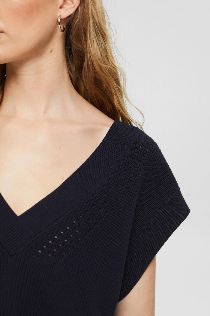 Sleeveless jumper in 100% organic cotton, NAVY, detail image number 0