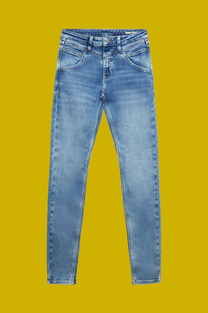 Sustainable cotton skinny jeans, BLUE LIGHT WASHED, detail image number 5