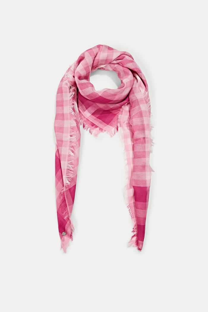 Square scarf with a check pattern, PINK, detail image number 0