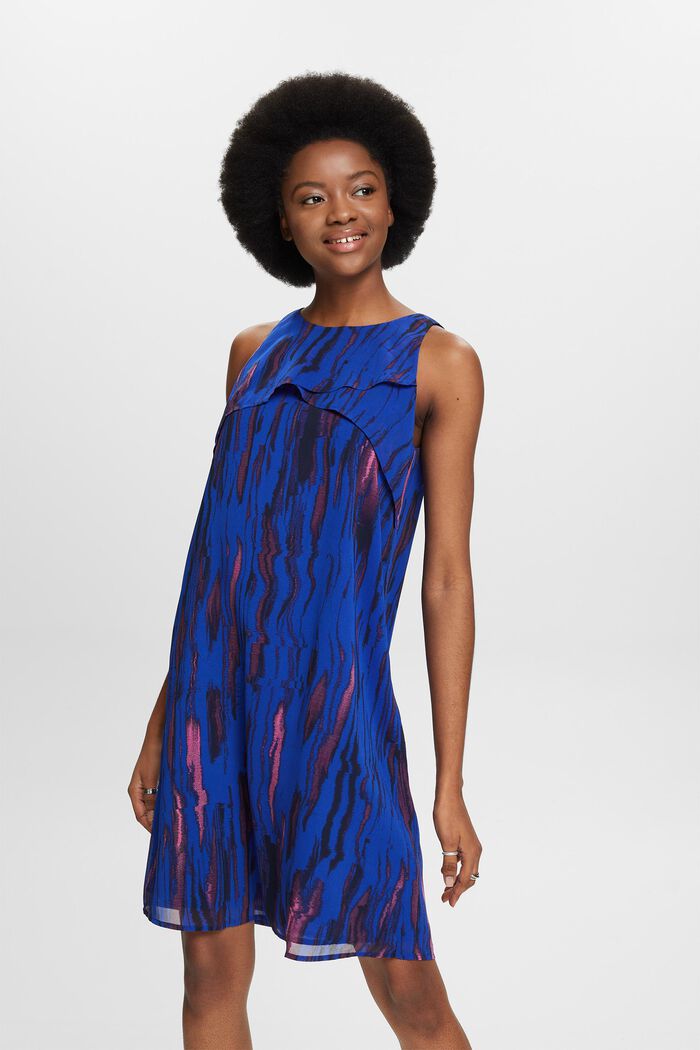 Printed Crêpe Chiffon Mini Dress, BRIGHT BLUE, detail image number 0