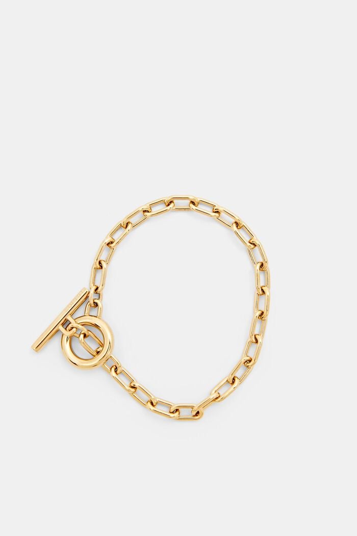 Gold-plated link bracelet made of stainless steel, GOLD, overview
