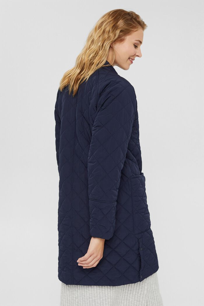 Recycled: diamond pattern quilted coat, NAVY, detail image number 3