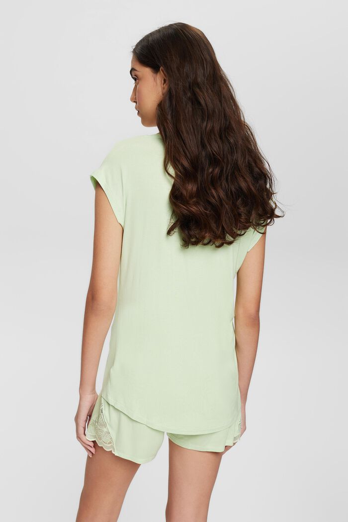 Pyjamas with lace details, LENZING™ ECOVERO™, LIGHT GREEN, detail image number 2