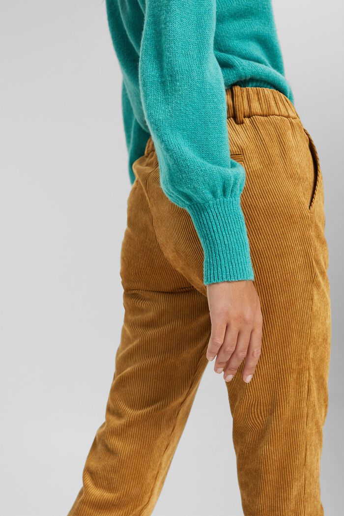 Recycled: cropped pull-on corduroy trousers, CAMEL, detail image number 5