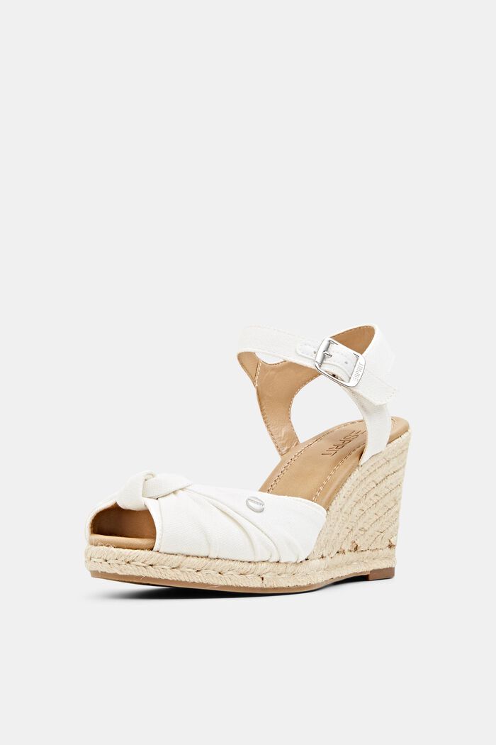 Wedge heel sandals with knot detail, OFF WHITE, detail image number 2