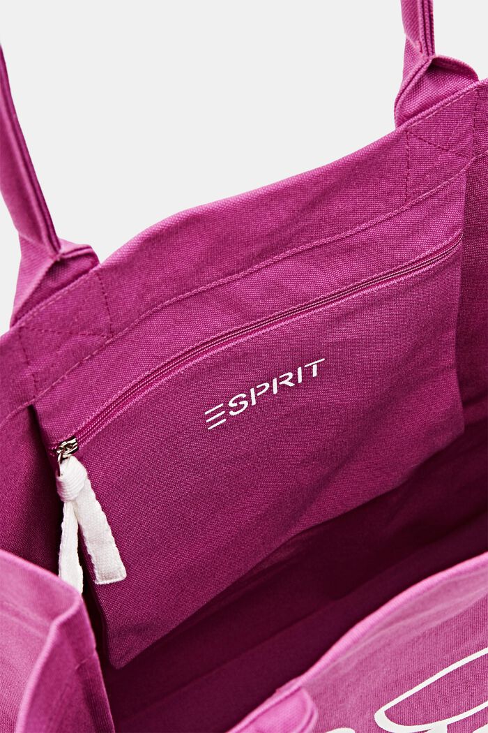 Printed canvas shopper, PINK FUCHSIA, detail image number 4