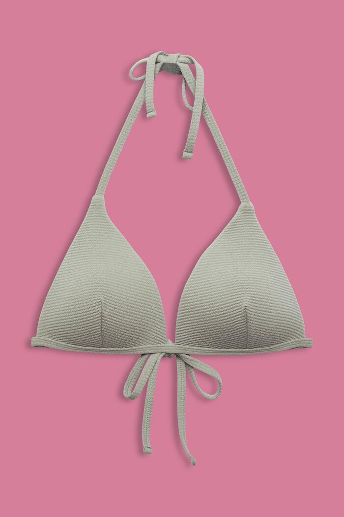 Textured Triangle Bikini Top, KHAKI GREEN, detail image number 4