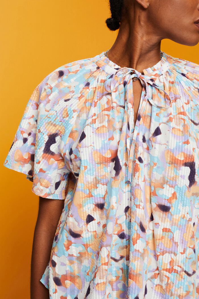 Patterne cotton blouse, PURPLE, detail image number 2