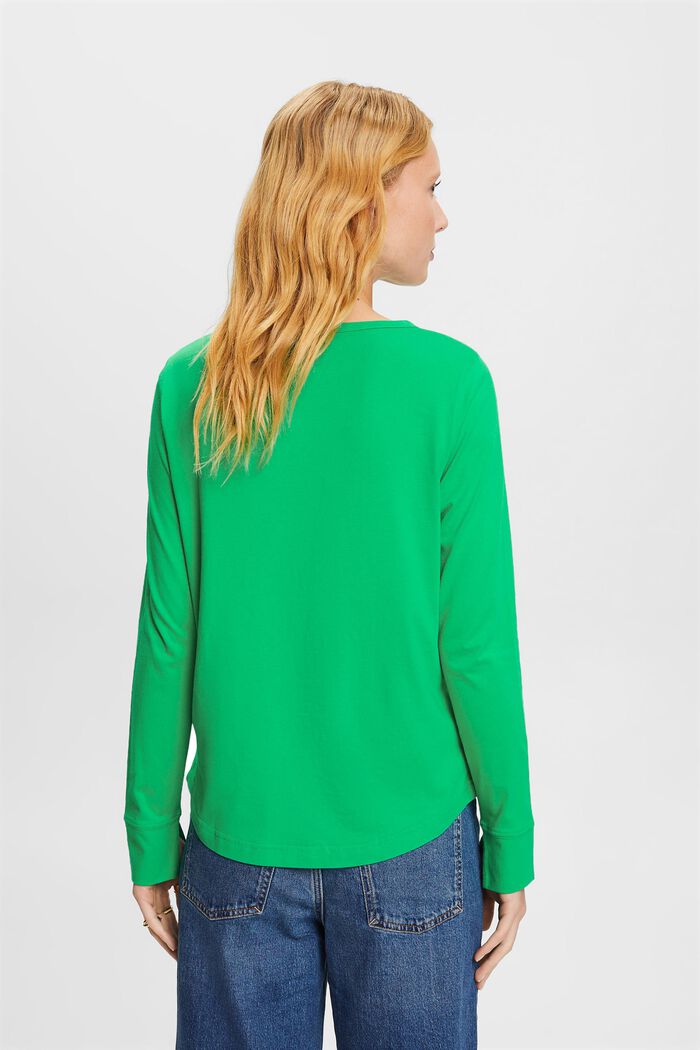 Henley Cotton Top, GREEN, detail image number 4