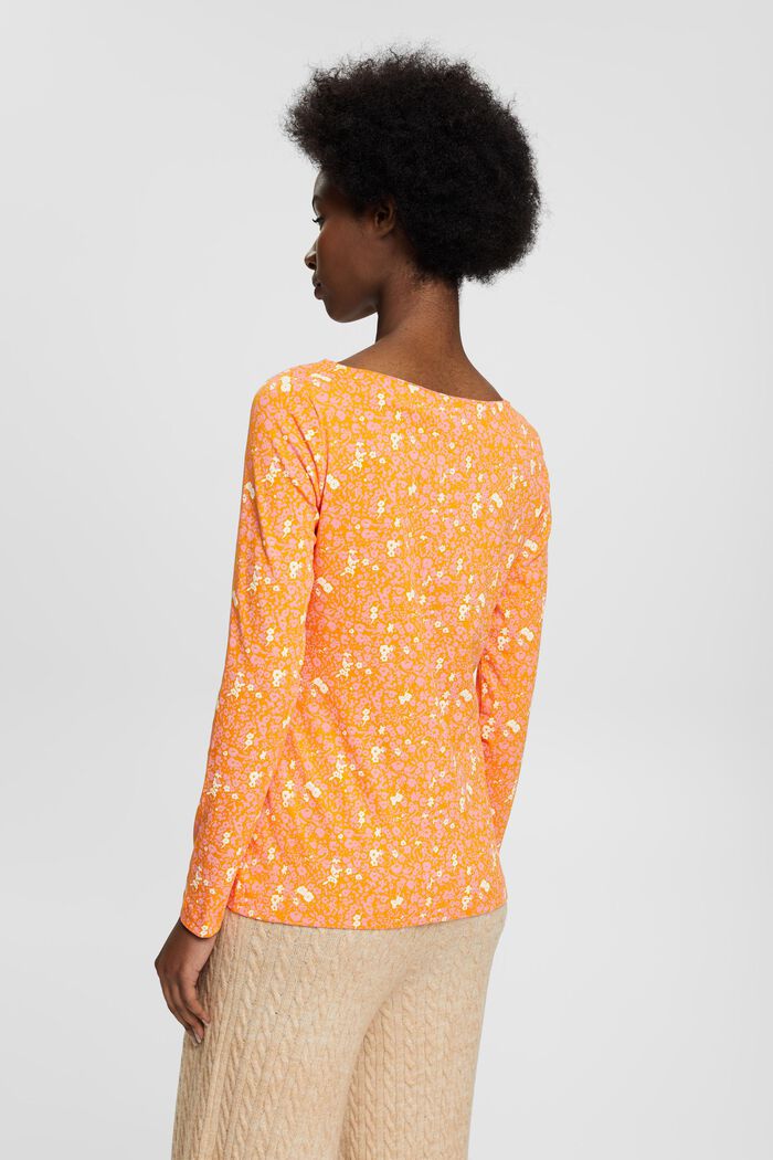 Long-sleeved top with all over print, ORANGE, detail image number 3