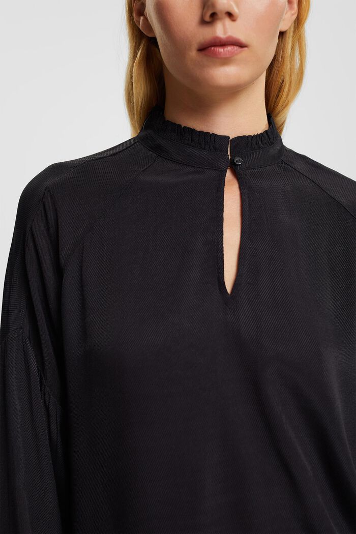 Finely structured blouse, BLACK, detail image number 0