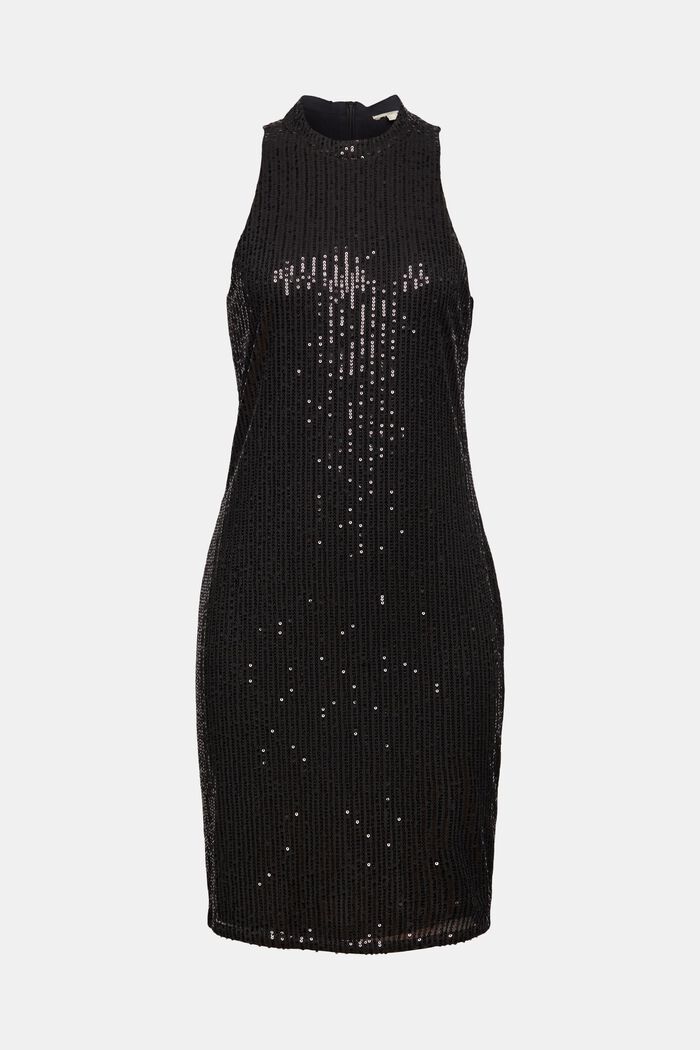 Sequinned mini dress, BLACK, overview