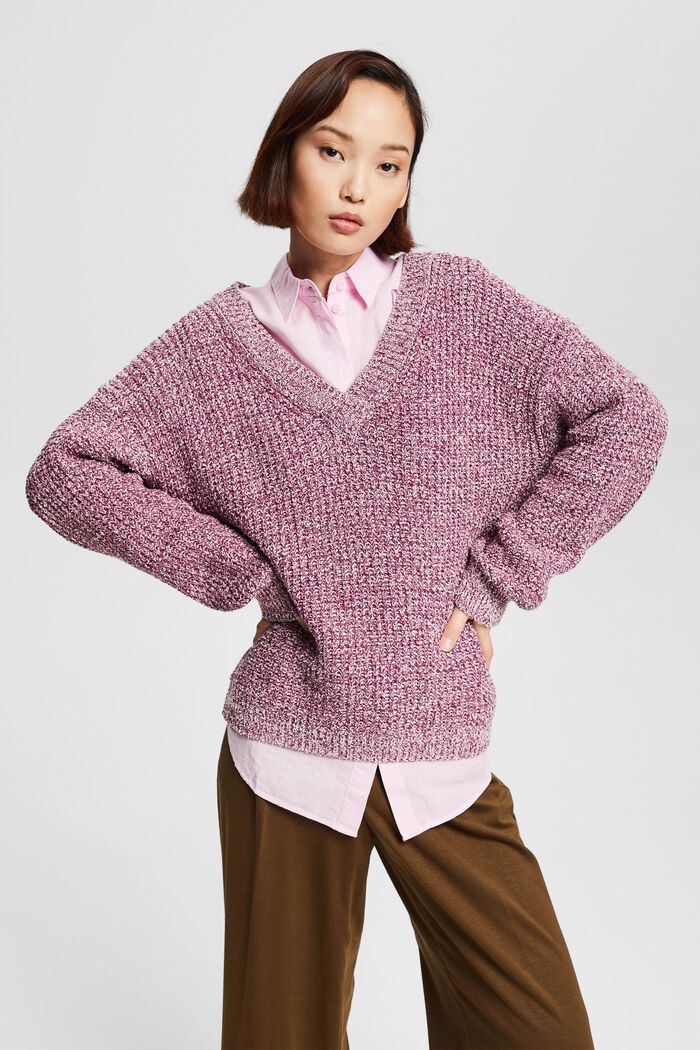Melange knitted jumper, organic cotton blend, ROSE, detail image number 5