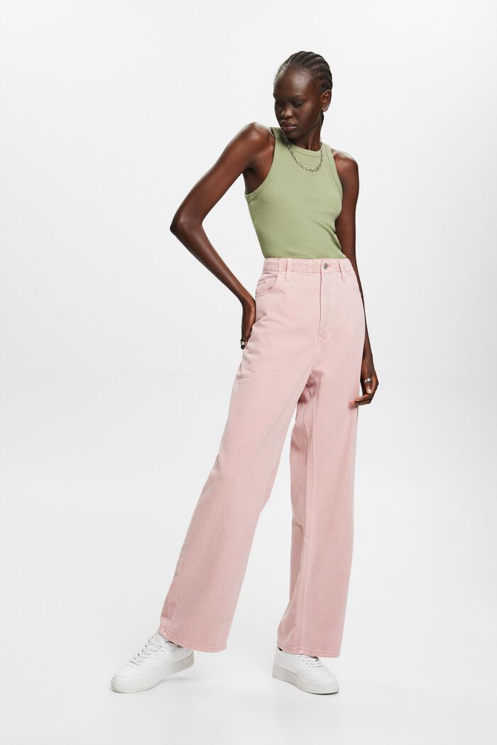 Wide leg twill trousers, 100% cotton, OLD PINK, detail image number 5