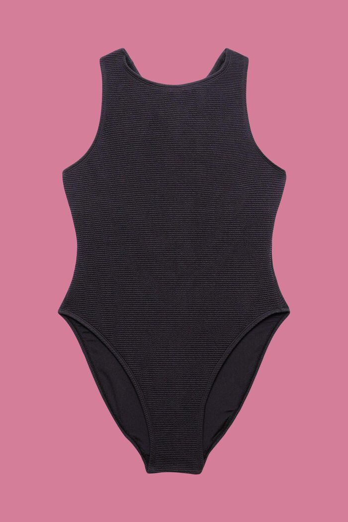 Textured swimsuit, BLACK, detail image number 4