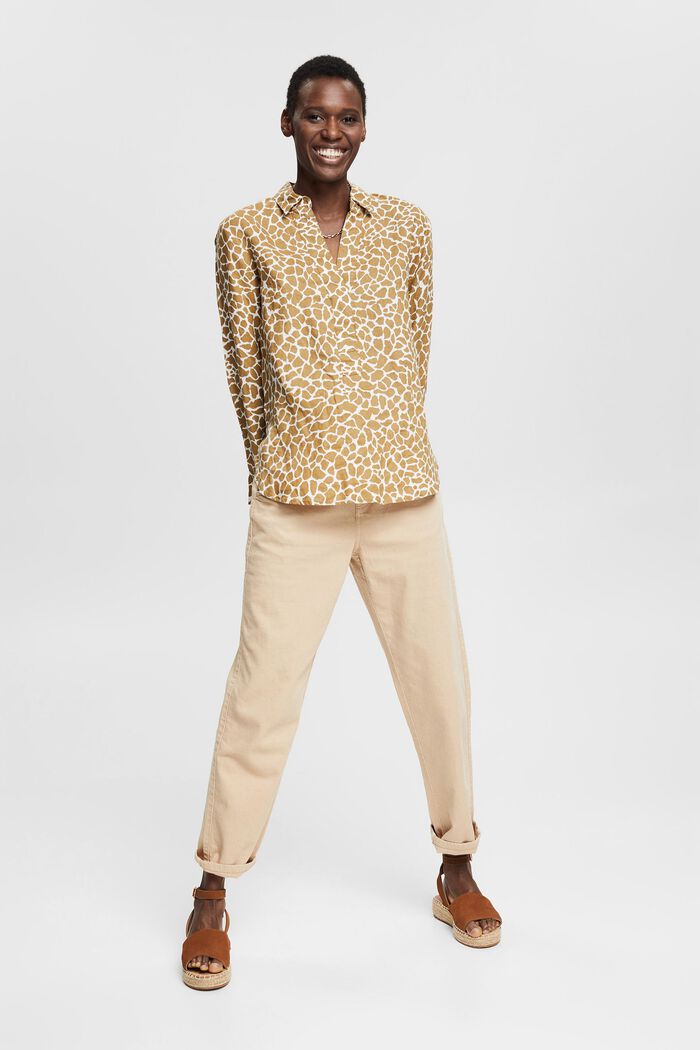 Patterned linen blouse, OLIVE, detail image number 5