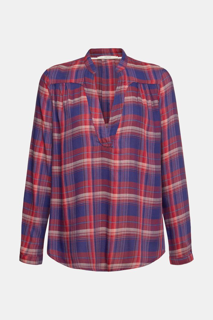 Blouse with a check pattern, NAVY, detail image number 5