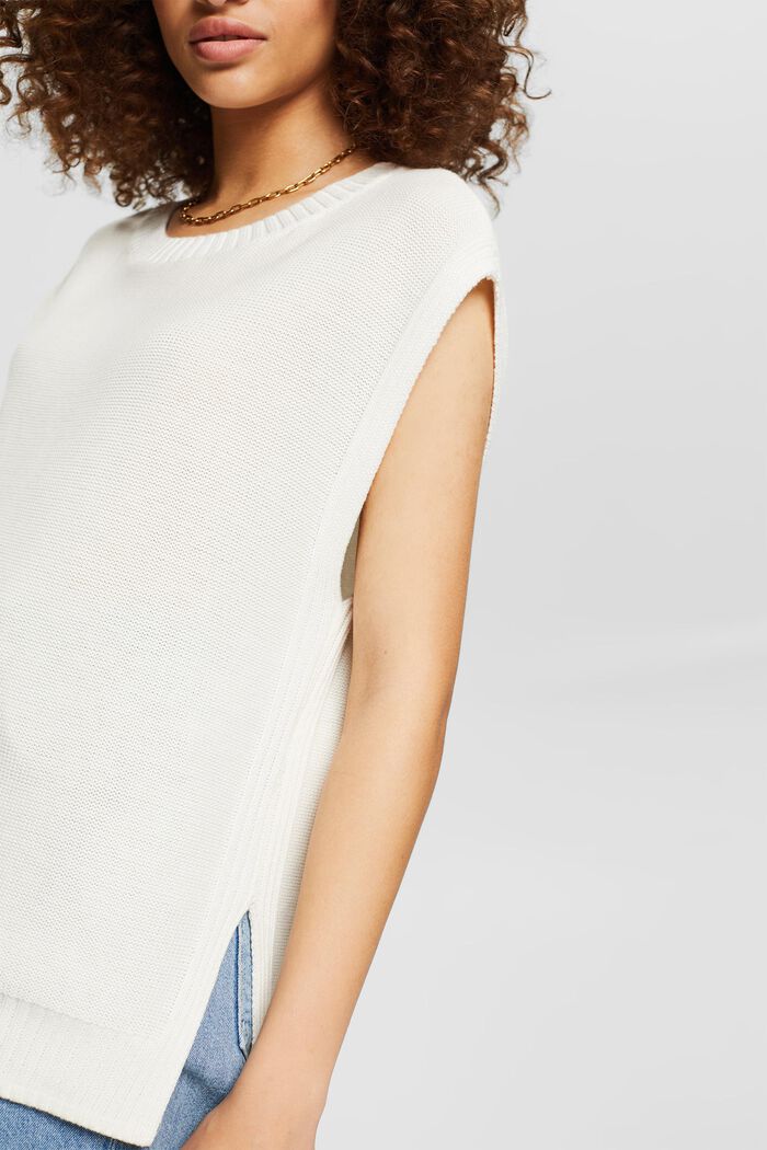 With TENCEL™: knitted sleeveless jumper , OFF WHITE, detail image number 2