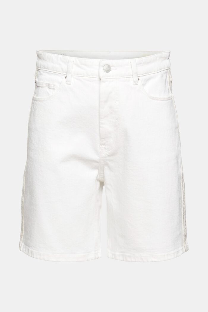 High-waisted denim shorts, WHITE, overview