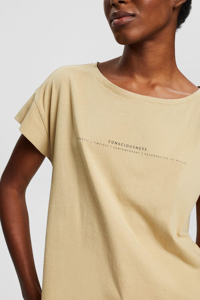 EarthColors® T-shirt with a ‘conscious’ print, YELLOW, detail image number 2