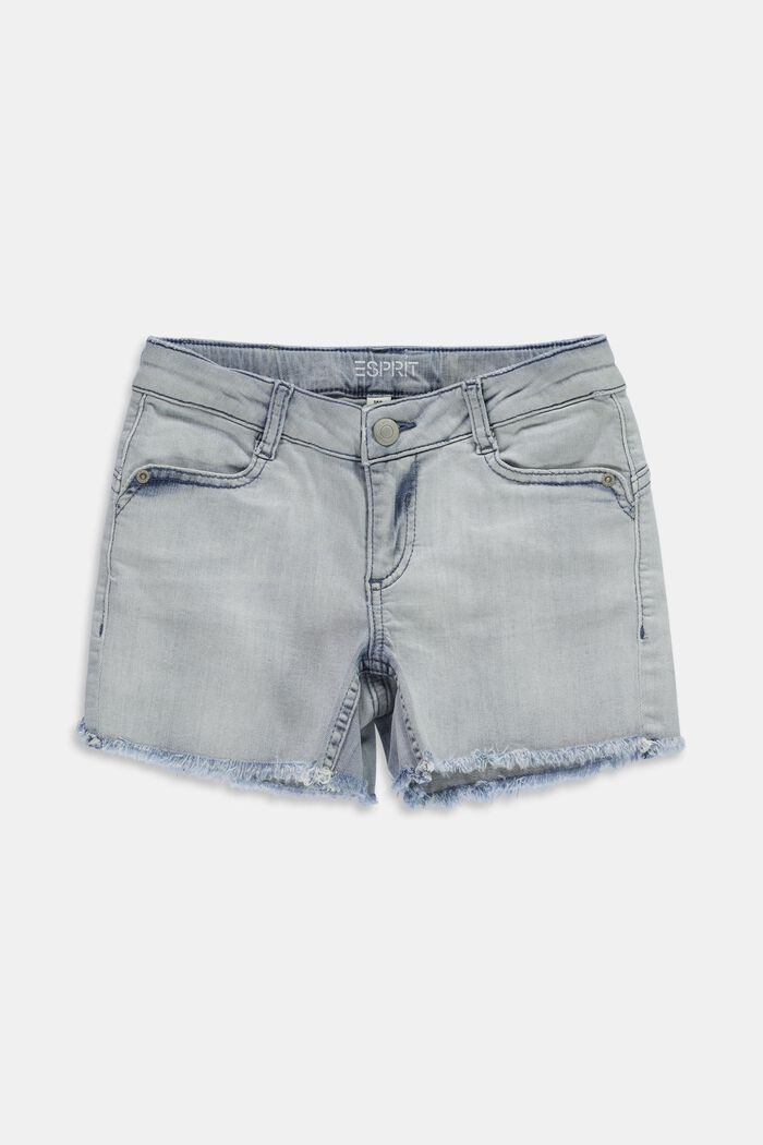Recycled: denim shorts with an adjustable waistband, BLUE BLEACHED, detail image number 0
