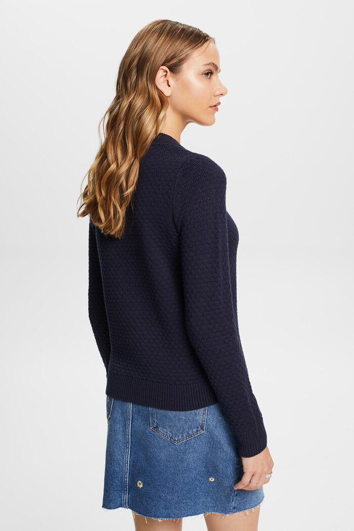 Textured knit jumper, cotton blend, NAVY, detail image number 3