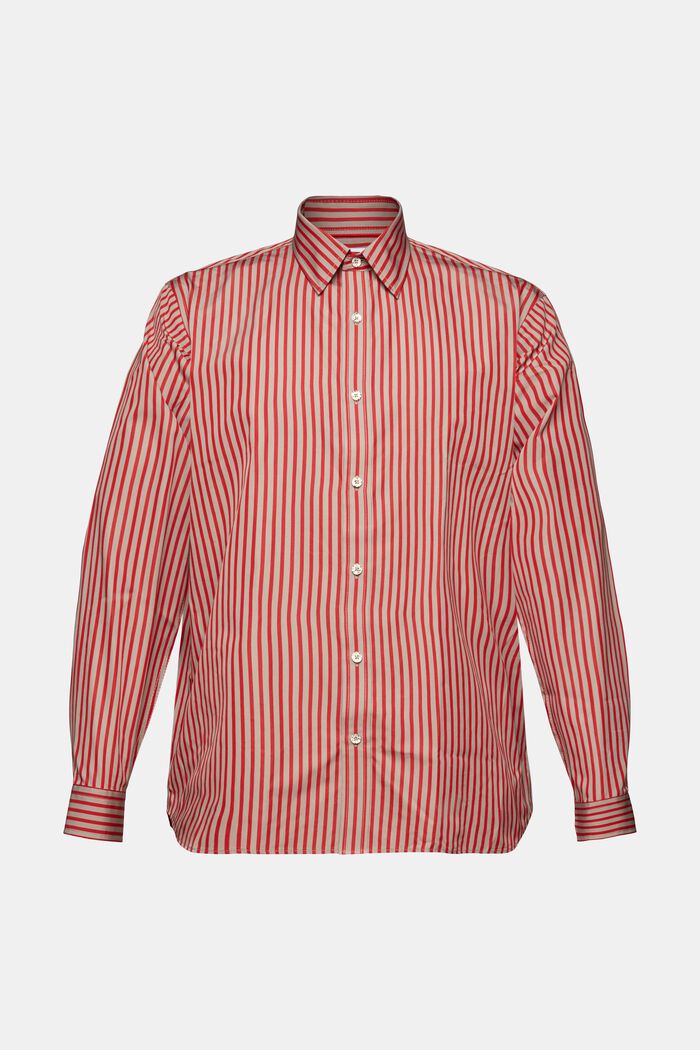 Striped Poplin Shirt, DARK RED, detail image number 6
