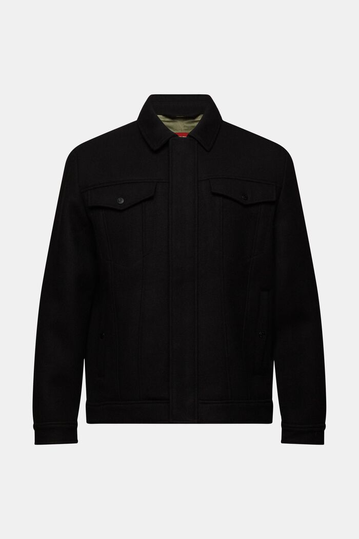 Wool Trucker Jacket, BLACK, detail image number 7