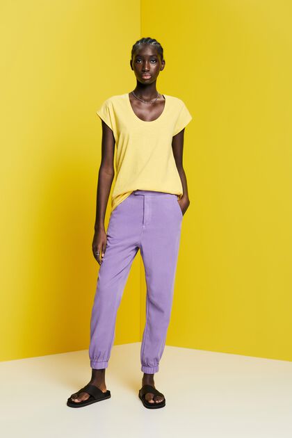 High-rise sporty twill trousers