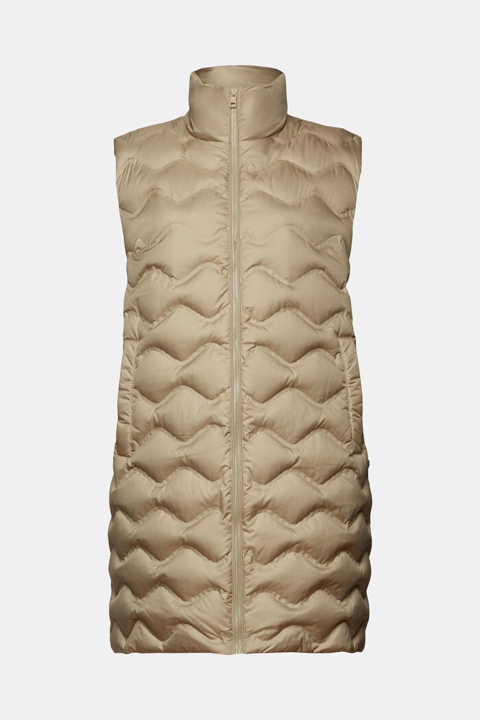 Longline Quilted Body Warmer, KHAKI BEIGE, detail image number 6