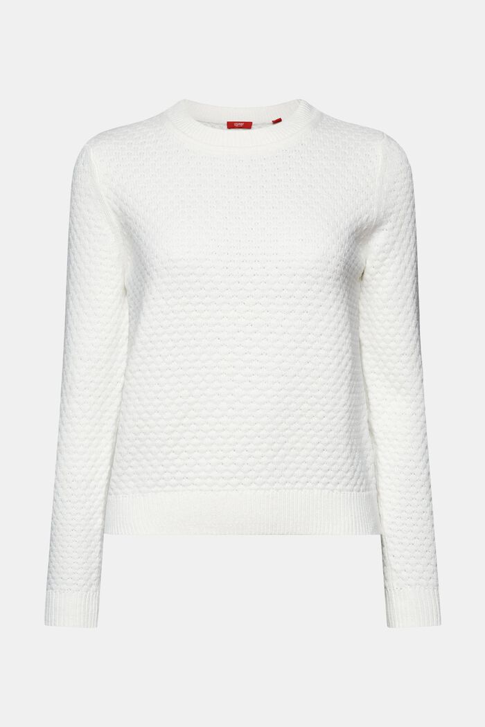 Textured knit jumper, cotton blend, OFF WHITE, detail image number 6