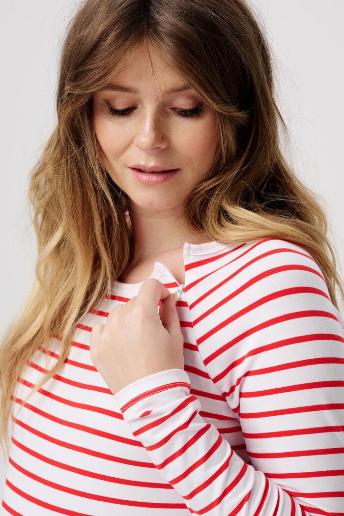 MATERNITY Organic Cotton-Blend Striped T-Shirt, MISSION RED, detail image number 2