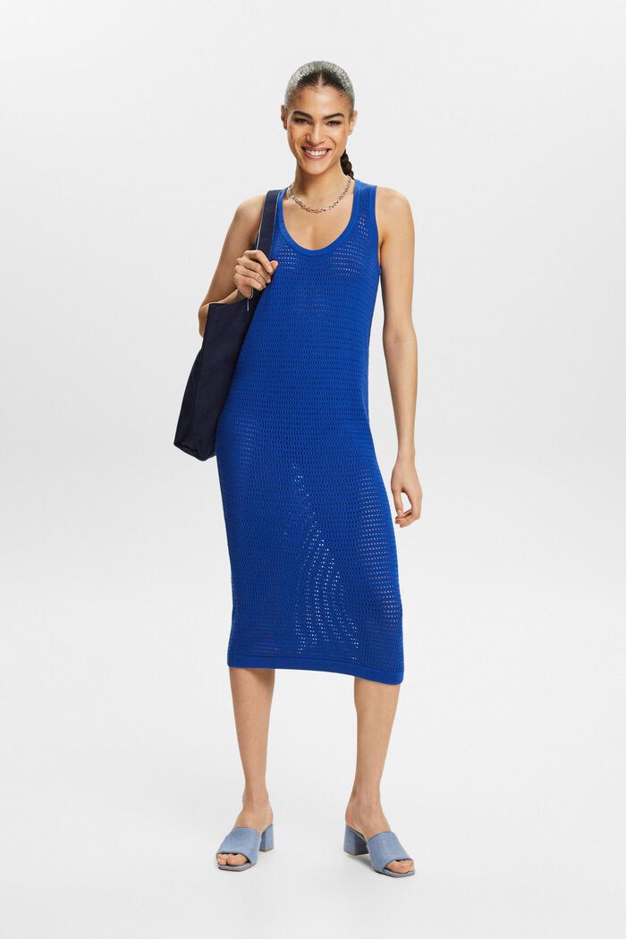 Sleeveless Pointelle Midi Dress, BRIGHT BLUE, detail image number 1