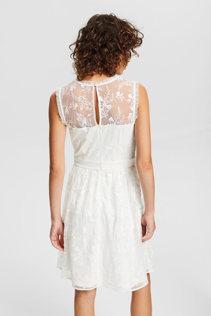 Dress with floral embroidery, OFF WHITE, detail image number 1