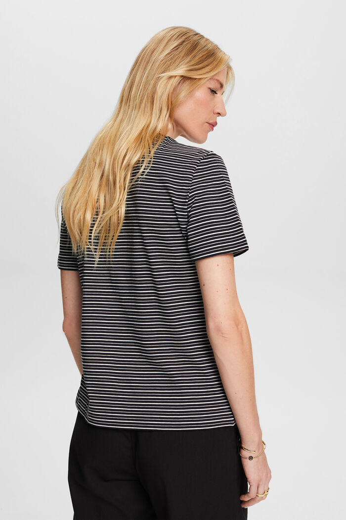 Striped T-shirt, 100% cotton, BLACK, detail image number 3